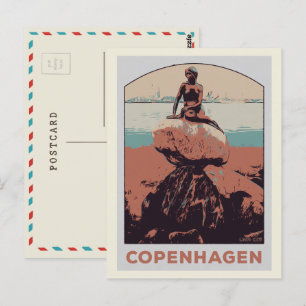 Köpenhamn Danmark, The Little Sjöjungfru Status Po Vykort