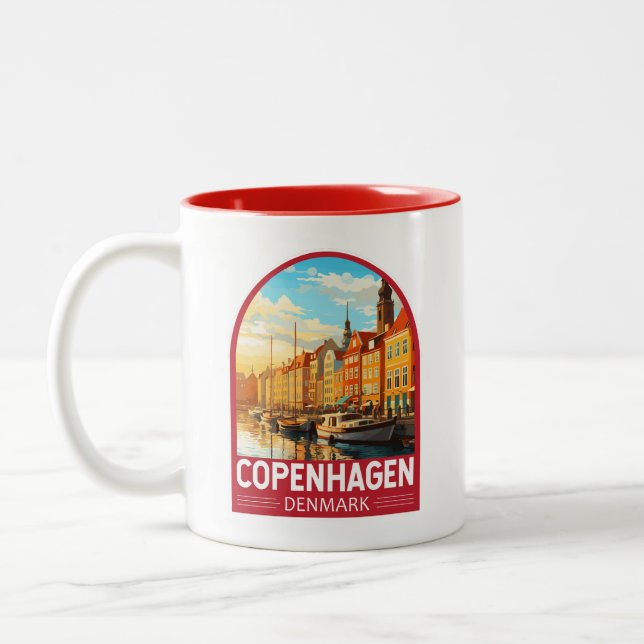 Köpenhamn Danmark Travel Art Vintage Två-Tonad Mugg (Vänster)