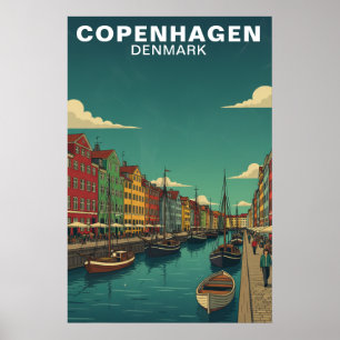 Köpenhamn Danmark Vattenfrontskanal Resa Poster