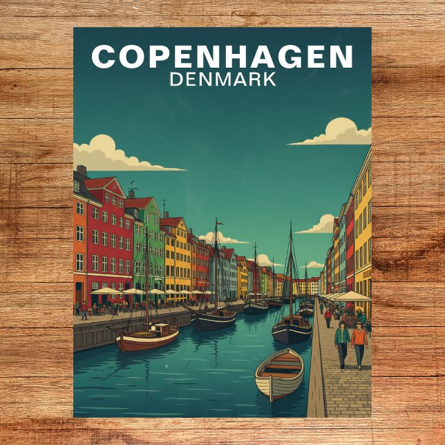 Köpenhamn Danmark Vattenfrontskanal Resa Vykort (Copenhagen Denmark Waterfront Canal Travel Postcard
)