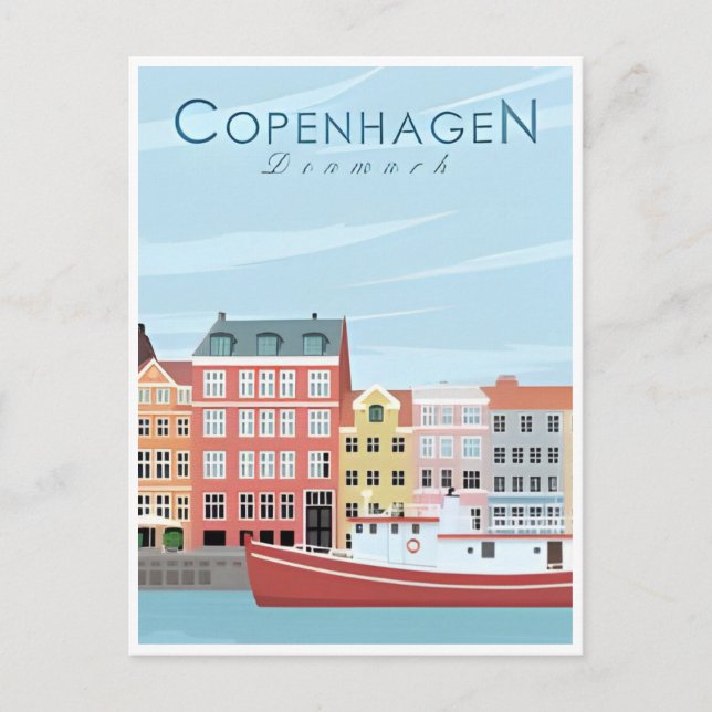 Köpenhamn Danmark - Vintage Europa Vykort (Framsida)