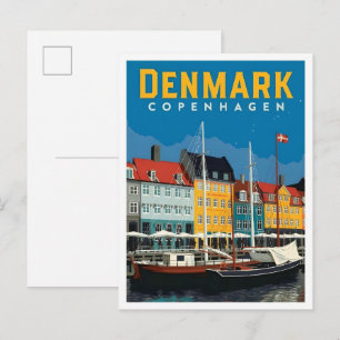 Köpenhamn Danmark Vintage Resa Vykort