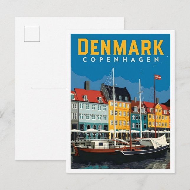 Köpenhamn Danmark Vintage Resa  Vykort (Fram/baksida)
