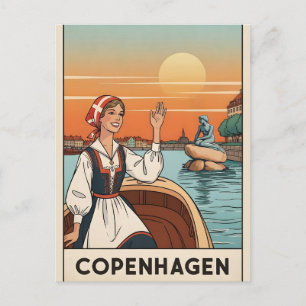 Köpenhamn, Danmark vintage-resaaffisch, Vykort