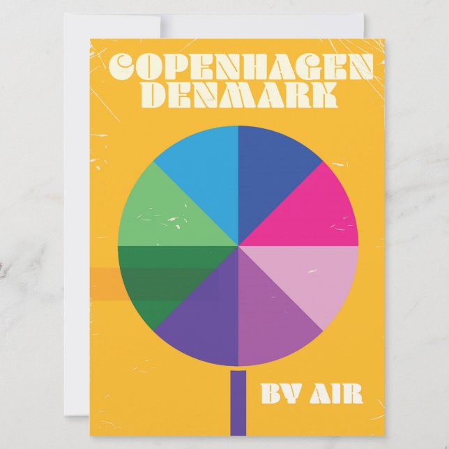 Köpenhamn, Danmark vintage reseaffisch Inbjudningar (Baksida)