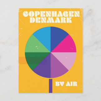 Köpenhamn, Danmark vintage reseaffisch Vykort