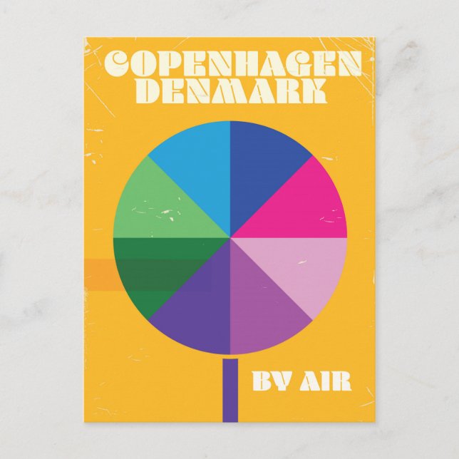Köpenhamn, Danmark vintage reseaffisch Vykort (Framsida)