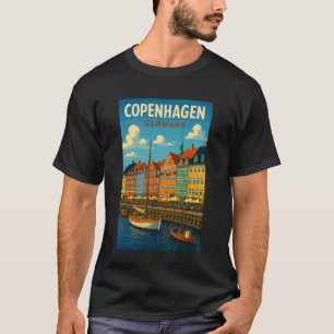 Köpenhamn Danmark Vintage Researesorstryck för Bo T Shirt