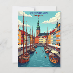 Köpenhamn Danmark Vintage resor Art Print - Retr Vykort