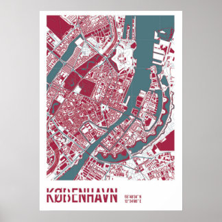 Köpenhamn Karta RB Poster