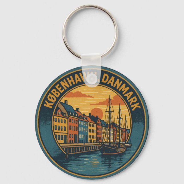 Köpenhamn Nyhavns hamn Nyckelring (Framsida)