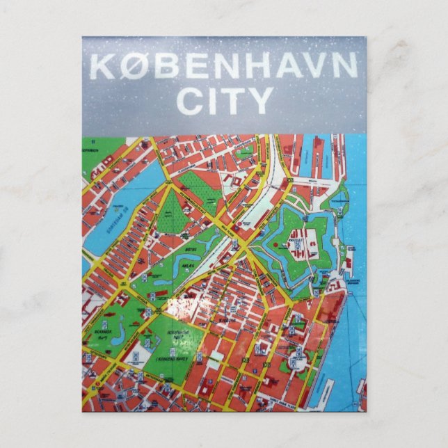 köpenhamn stadsplan vykort (Framsida)