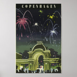 Köpenhamn Tivoli Gardens Vintage resor Poster