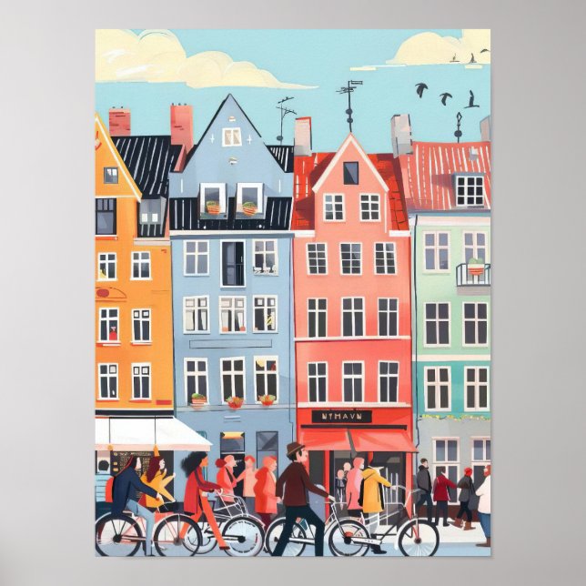 Köpenhamn Tryck Köpenhamn Illustration Danmark  (Framsidan)