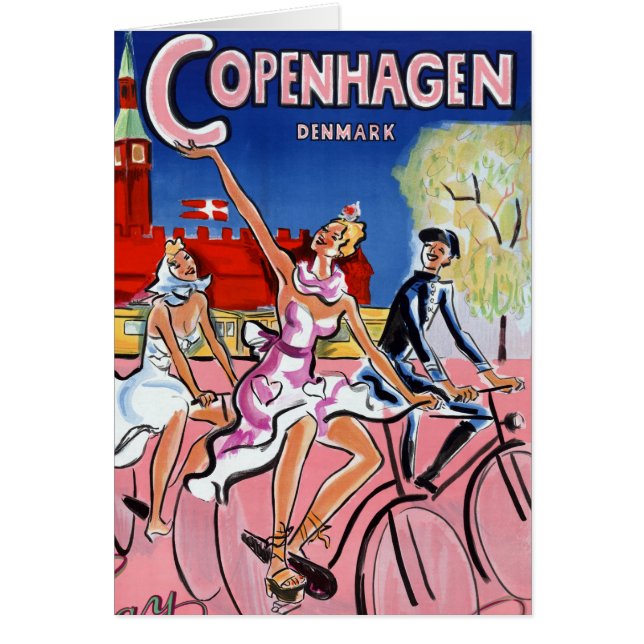 Köpenhamn Vintage resor Poster återställt Hälsningskort (Framsidan)