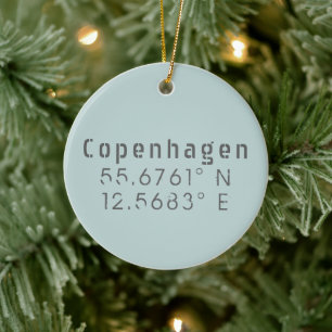 Köpenhamns Latitud Longitud Julgransprydnad Keramik