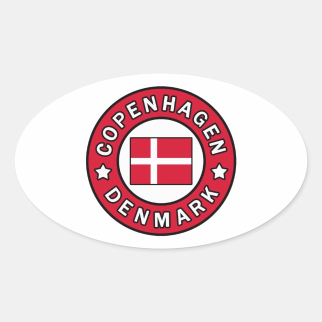 KöpenhamnsDanmark Ovalt Klistermärke (Framsida)