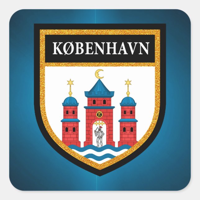 KöpenhamnsFlagga Fyrkantigt Klistermärke (Framsida)