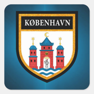 KöpenhamnsFlagga Fyrkantigt Klistermärke