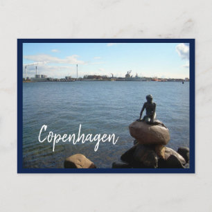 Köpenhamnshamn och den lilla Sjöjungfrun med text Vykort