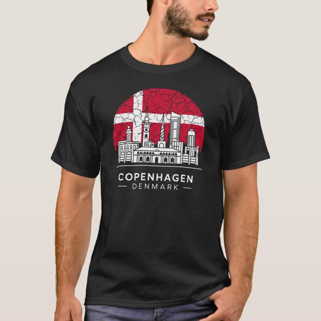 Köpenhamnsstaden Danmark Flagga T Shirt (Framsida)