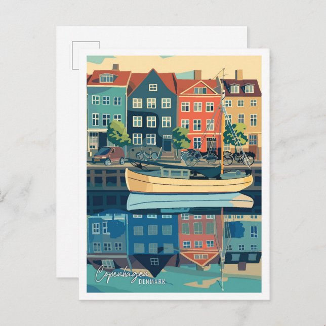 Köpenhamnstaden Danmark Vintage resor Vykort (Fram/baksida)