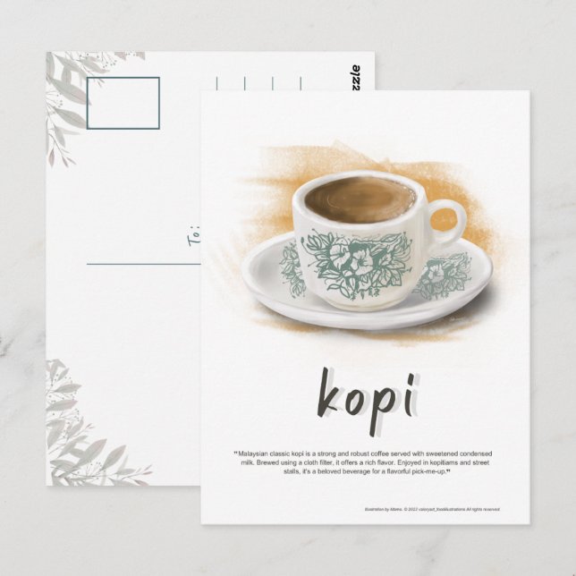 Kopi i Classic Coffee Mugg Malaysia Vykort (Fram/baksida)