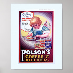 Kopia 1930 Gammalt ad - Indien: Polsons kaffe och Poster