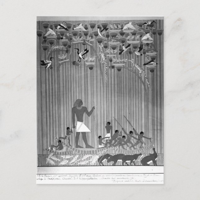 Kopia av egyptiskt färgat relief som visar fiske vykort (Framsida)