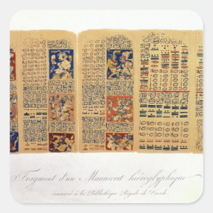 Kopia av ett fragment av Dresden Codex Fyrkantigt Klistermärke