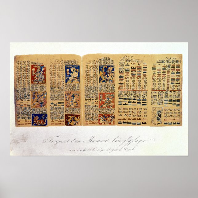 Kopia av ett fragment av Dresden Codex Poster (Framsidan)