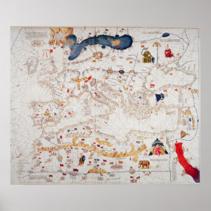 Kopia av Europas katalanska Karta, norra Afrikan Poster