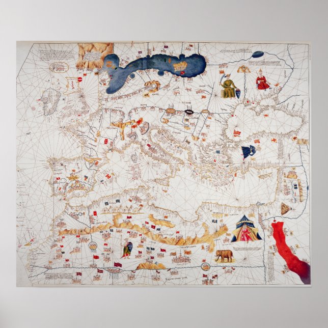 Kopia av Europas katalanska Karta, norra Afrikan Poster (Framsidan)