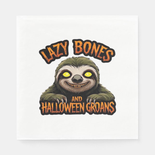 Kopia av Lazy Bones and Halloween Groans - Creepy  Pappersservett (Framsidan)