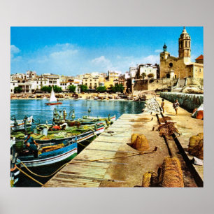 Kopiavintage Spanien, Sitges strand Poster