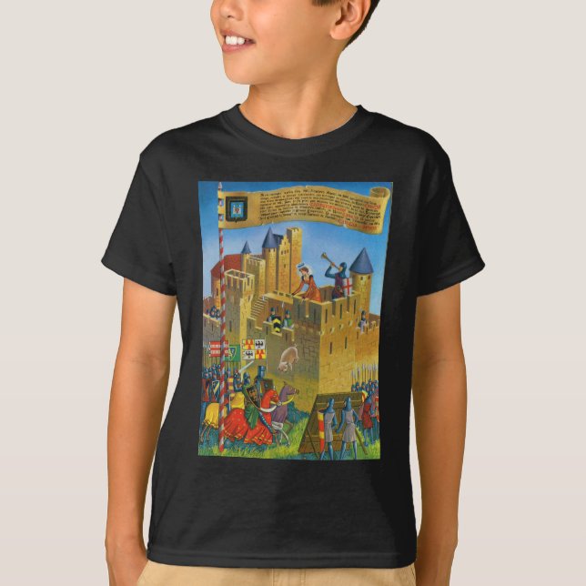 Kopiavintagefrankriken medeltida Carcassonne T Shirt (Framsida)