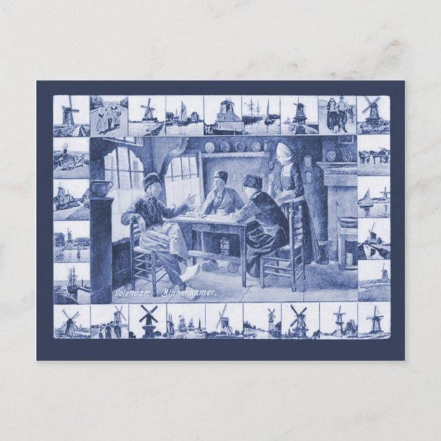 Kopiavintagevykort, blåttDelft designer Vykort (Framsida)