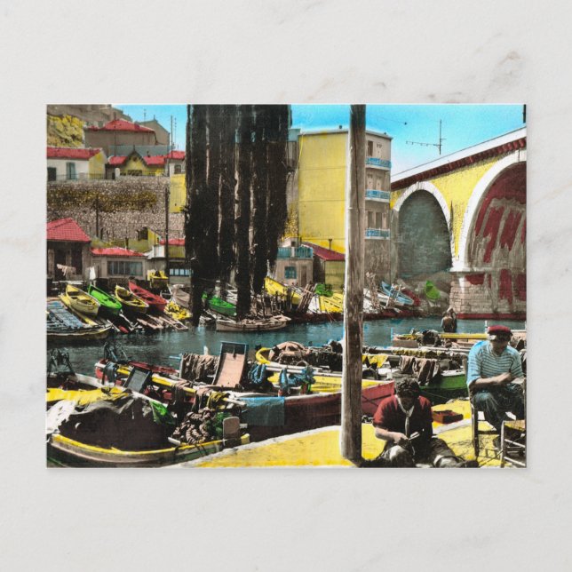 Kopiavintagevykort, Marseille, Fishermans Q Vykort (Framsida)