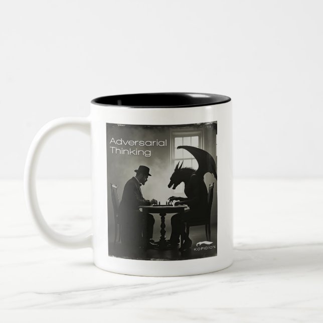 Kopidion - Konsthändelseteckning för reklamkonst Två-Tonad Mugg (Vänster)