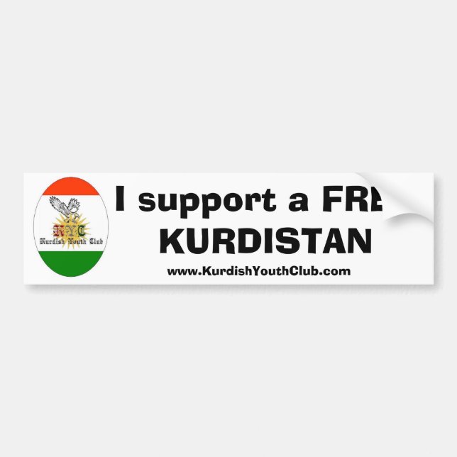 Kopiera av kycflagg, mig stöttar en fri Kurdistan, Bildekal (Framsidan)