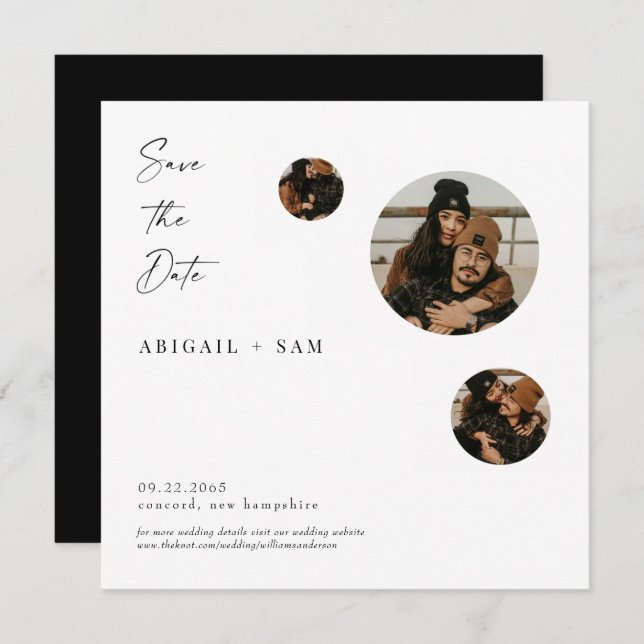 Kopiera fotokvadrat Spara datuminbjudan Inbjudningar (Fram/baksida)