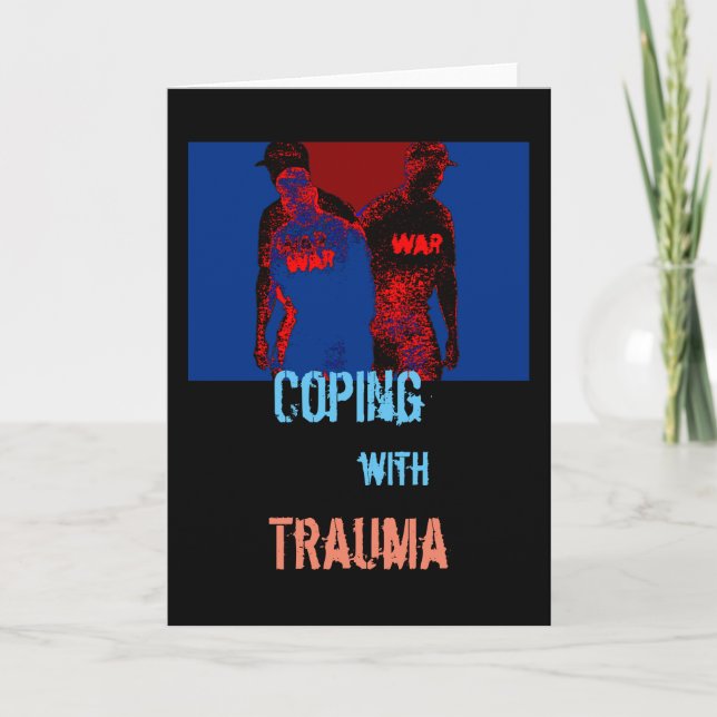 "Kopiera med Trauma" i röd, blå, svart design Kort (Framsida)