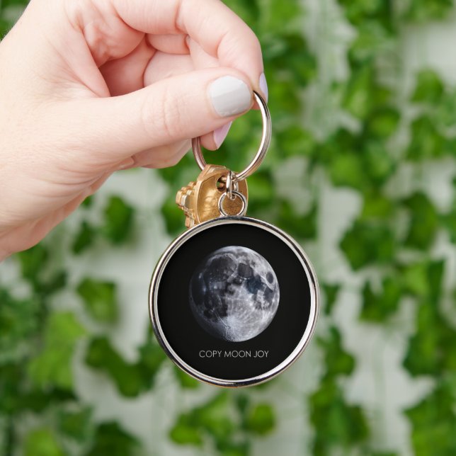 Kopiera Moon Joy Rund Silverfärgad Nyckelring (Hand)