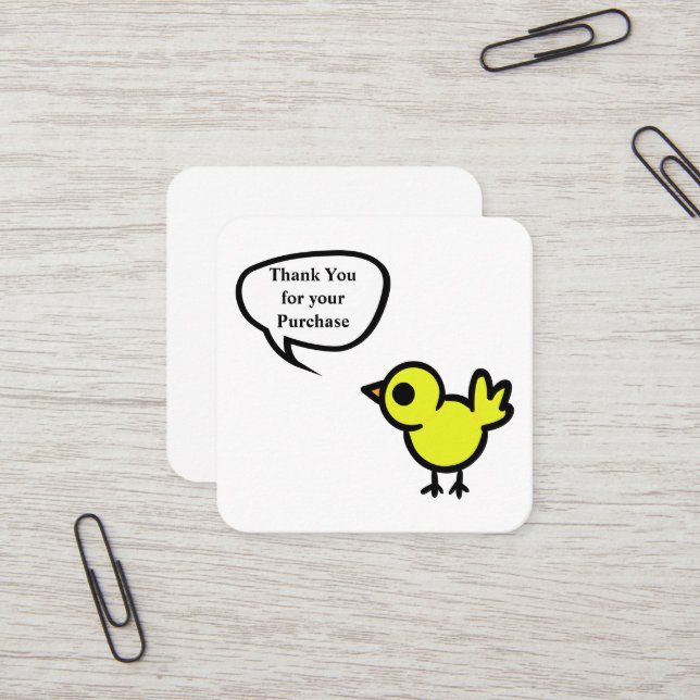 Köpkort för tweet Bird Tack Fyrkantigt Visitkort (Fram/Back In Situ)