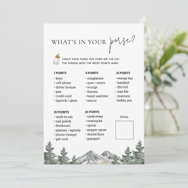 Köpkort för vinterberg - babyskor inbjudningar (Stående Fram)