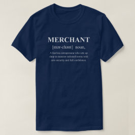 Köpmannarollspelsdefinition med vit text t shirt