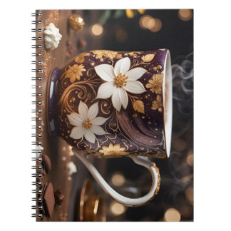 kopp av kaffe med choklad anteckningsbok