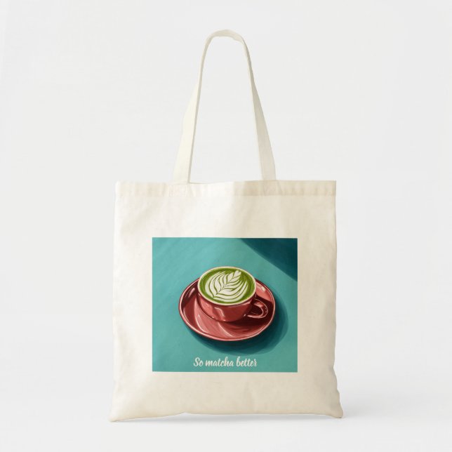 Kopp av matcha latte Cute Anpassningsbar Tote Bag Tygkasse (Framsidan)