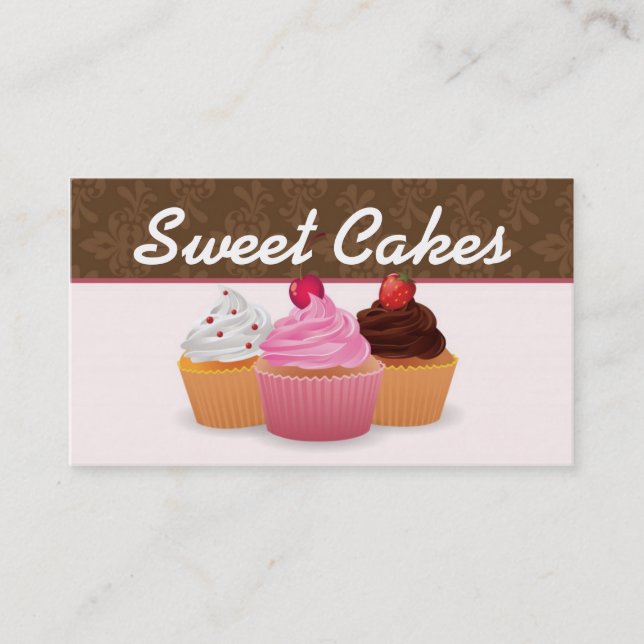 Kopp Cakes Bakery Sweet Treats Affärskort Visitkort (Framsida)