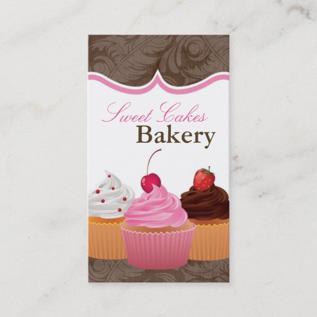 Kopp Cakes Bakery Sweet Treats Affärskort Visitkort (Framsida)
